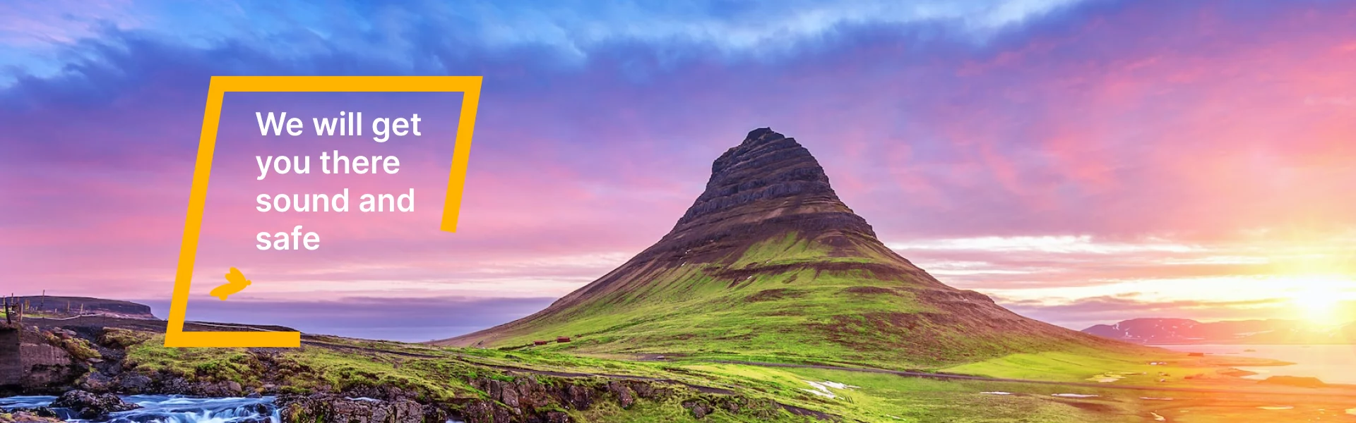 Kirkjufell mountain at sunset on the Snæfellsnes peninsula