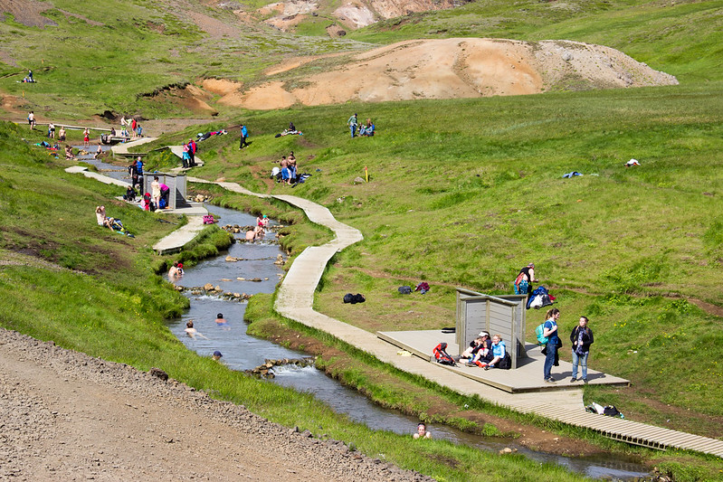 bathing in the natural hot springs in Iceland
