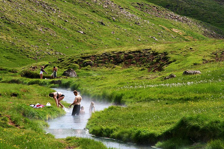 You’ll have the opportunity to bathe surrounded by nature at Reykjadalur Hot Springs