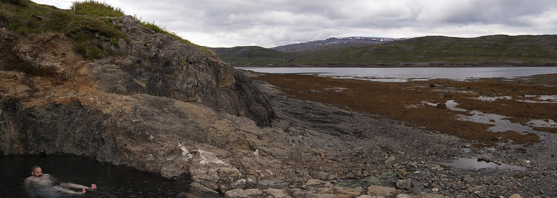 the view at Hellulaug Hot Springs Westfjords