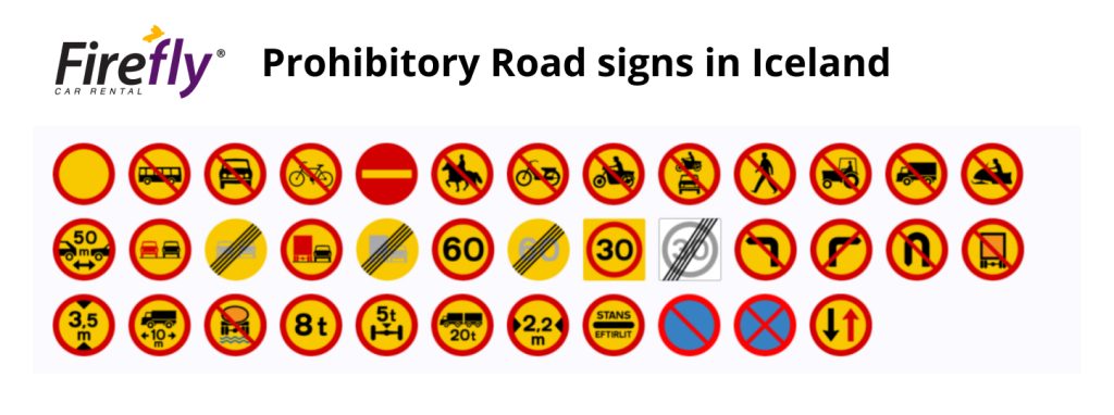 Prohibitory traffic signs in Iceland
