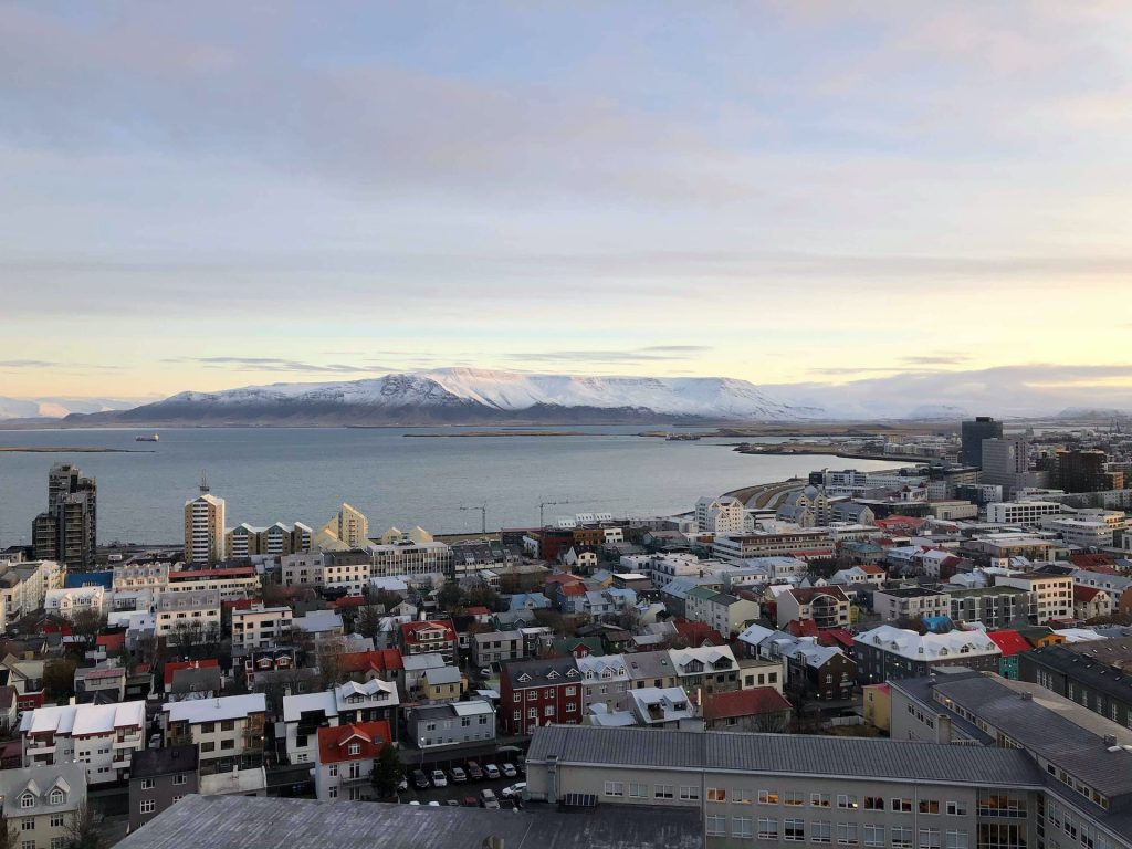 enjoy the view of Esja mountain at the sea of reykjavik