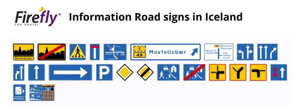 example of information road signs in Iceland