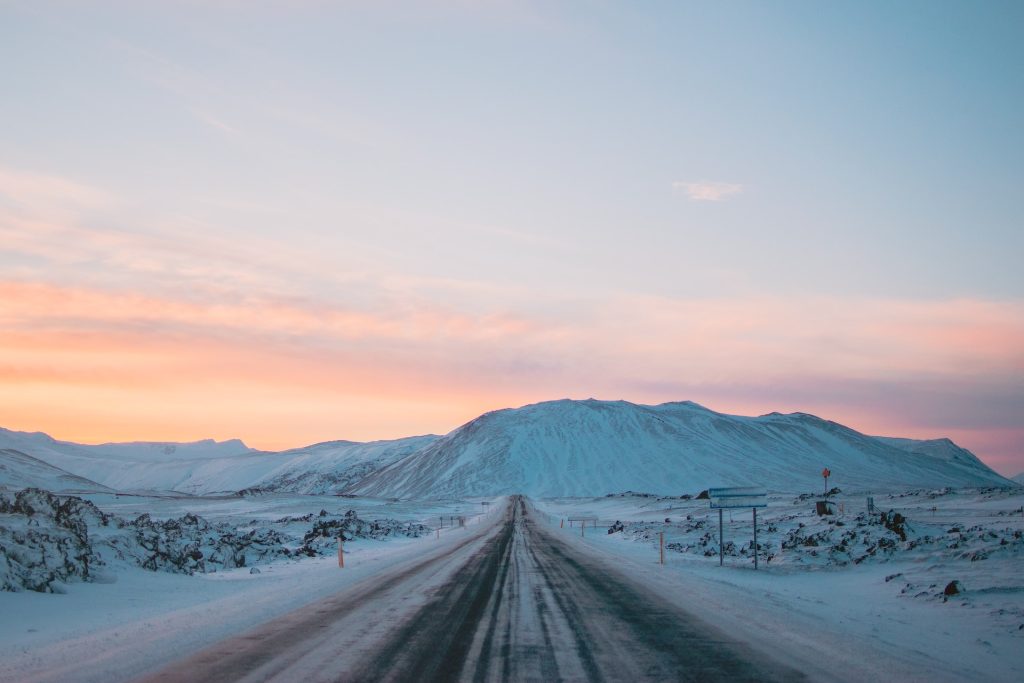 winter road condition in Iceland