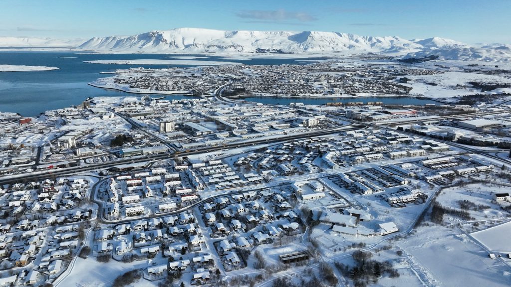 the view of winter Iceland Reykjavik