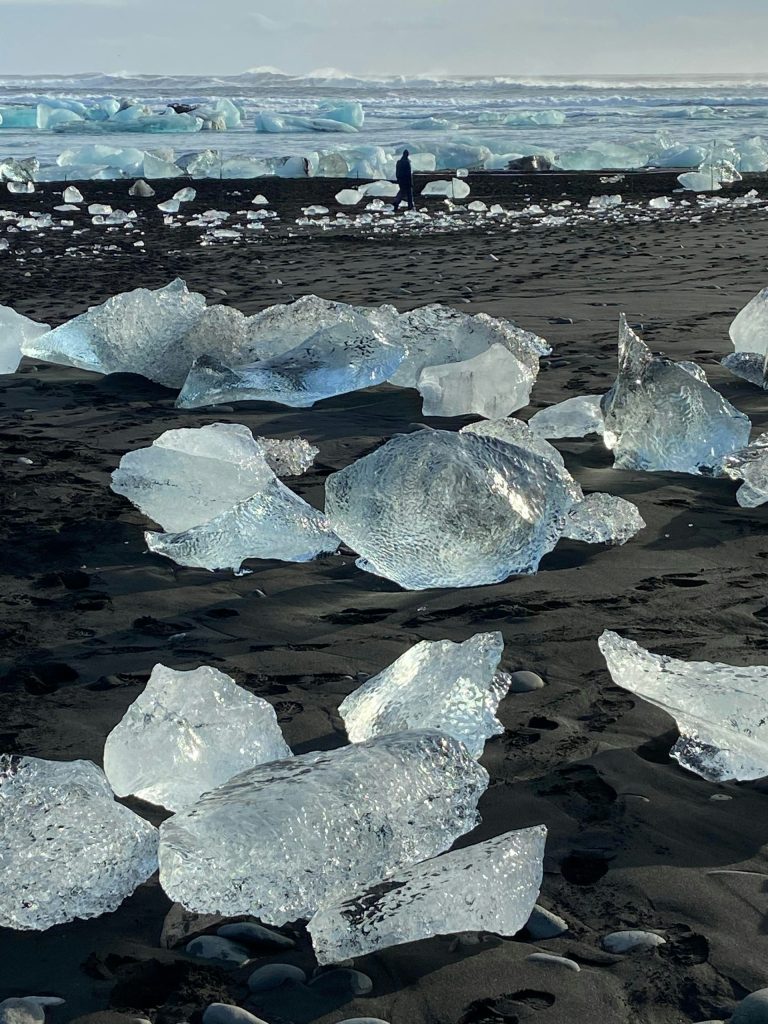 a summer view of the Diamond beach in Iceland