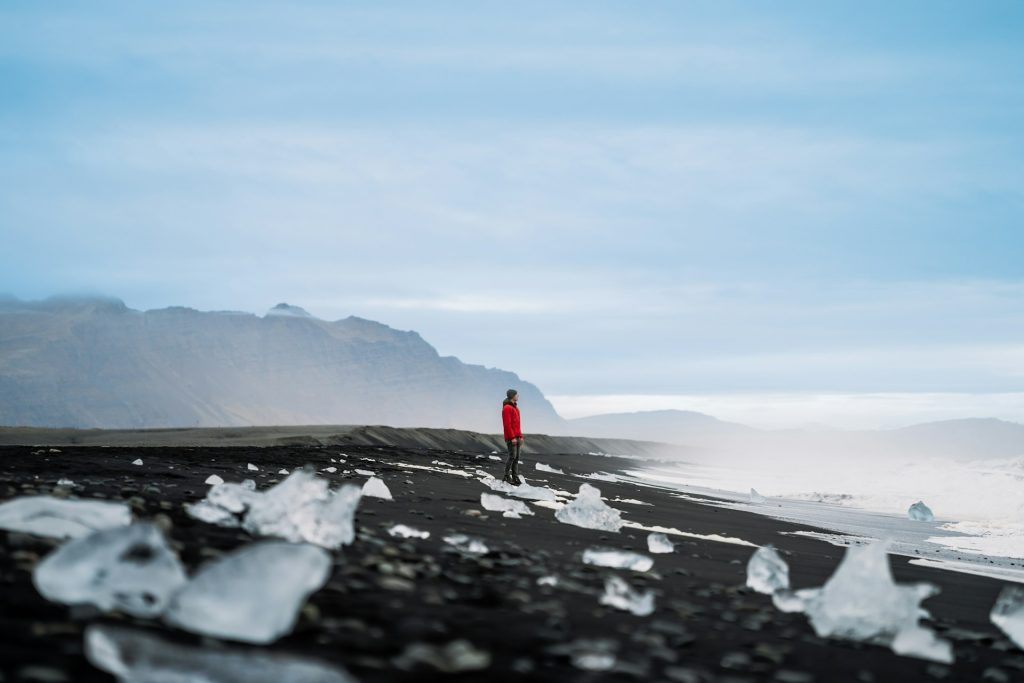 visit the Diamond beach in Iceland