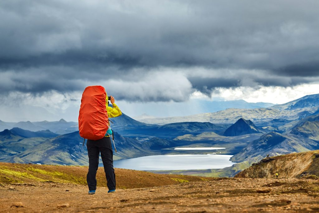 you can go hiking at Landmannarlaguar in highland of Iceland in summer
