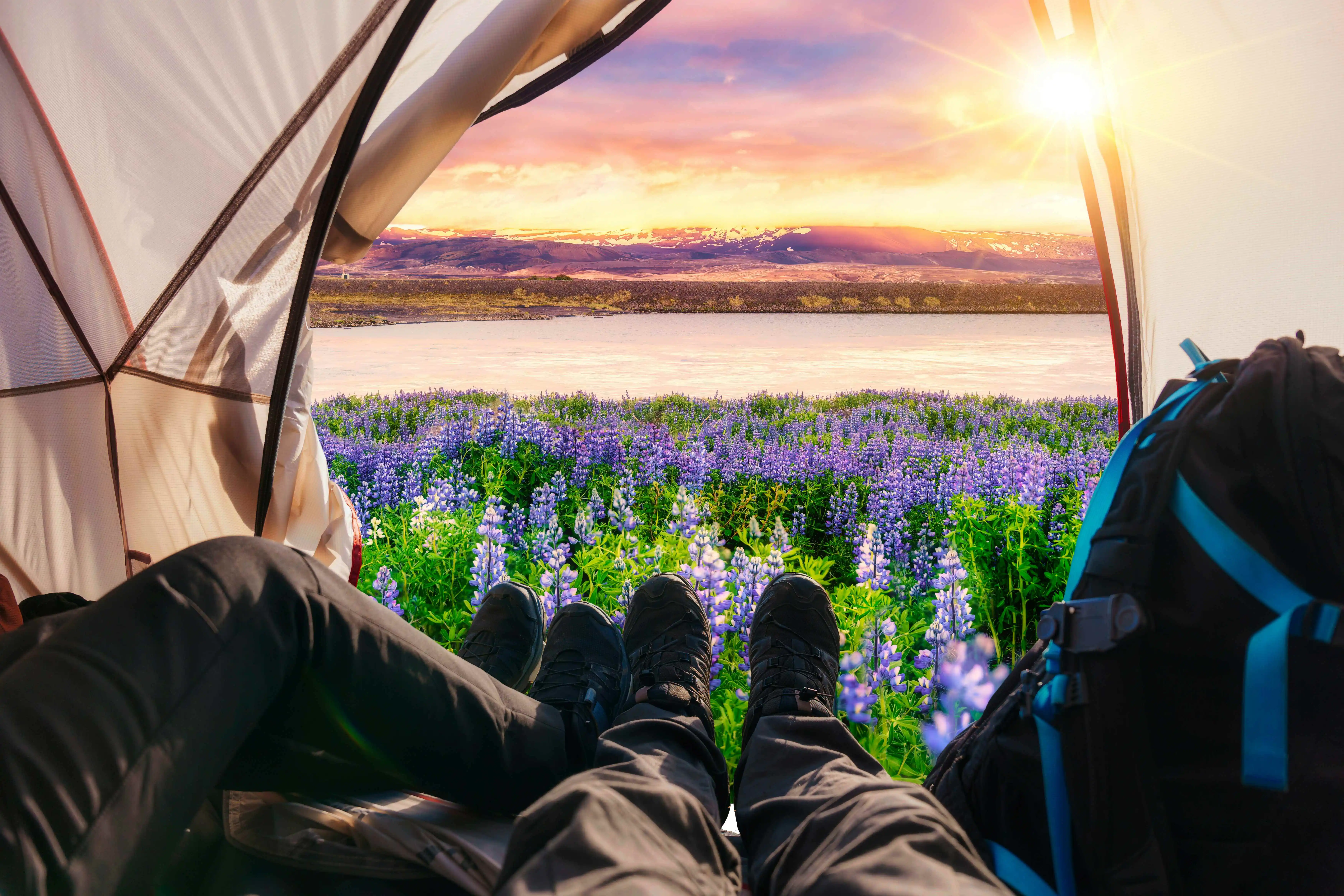 Camping in Iceland with the midnight sun