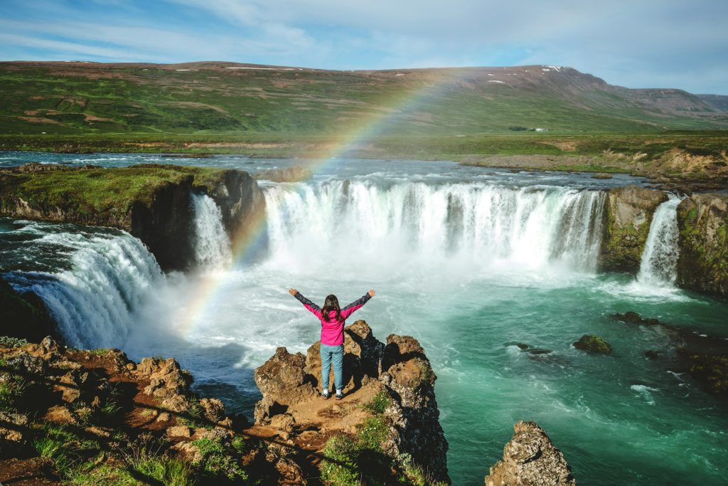 the Icelandic summer waterfall in the north