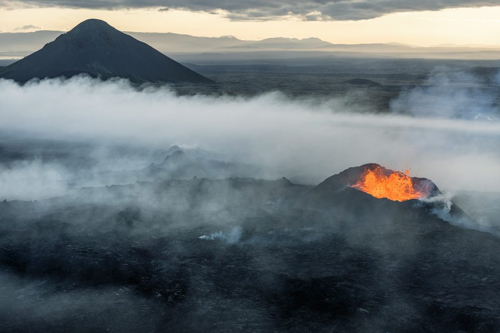 one of the volcano eruption on the rReykjanese peninsular in 2023