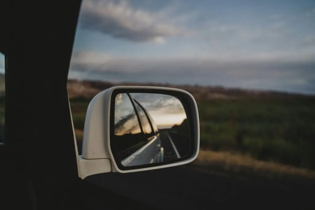 the views that you can see from the car mirrors during Iceland road trip