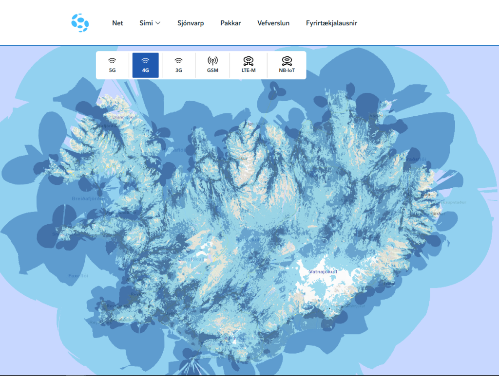 Siminn phone coverage in Iceland for 4G