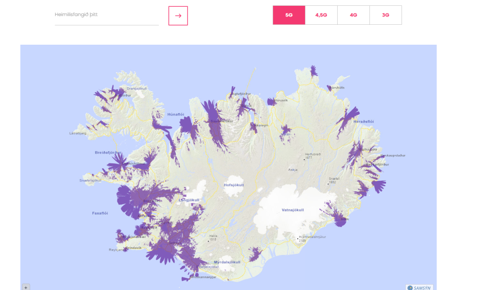 iceland Nova 5G cover area map for mobile