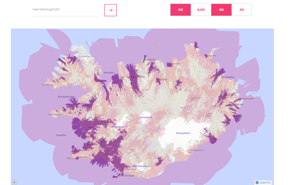 iceland Nova 4G cover area map for mobile